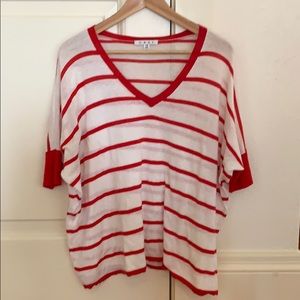 Cabi red and white stripe oversized knit top